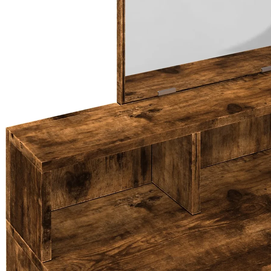 Coiffeuse avec miroir chêne fumé 80x41x144,5 cm - 7
