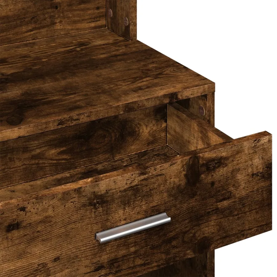 Coiffeuse avec armoire chêne fumé 80x35x132 cm - 10