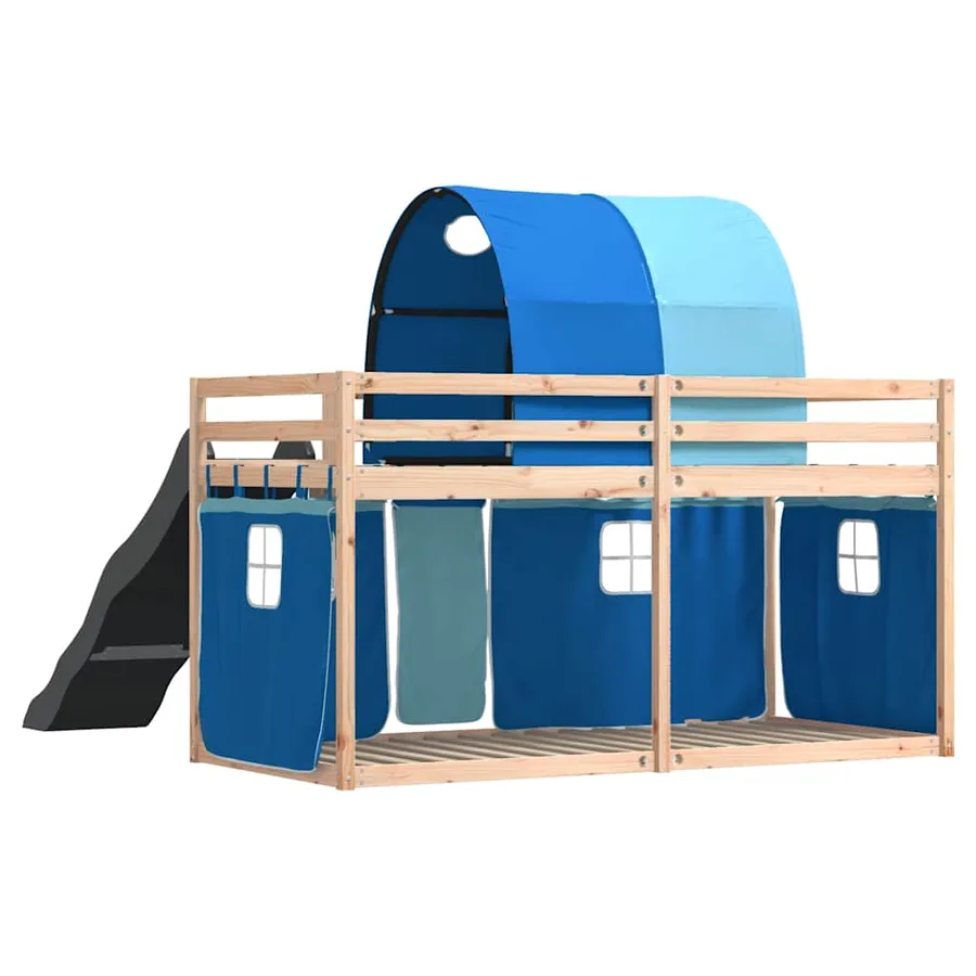 Lit superposé sans matelas avec toboggan et rideaux 80x200 cm - 10