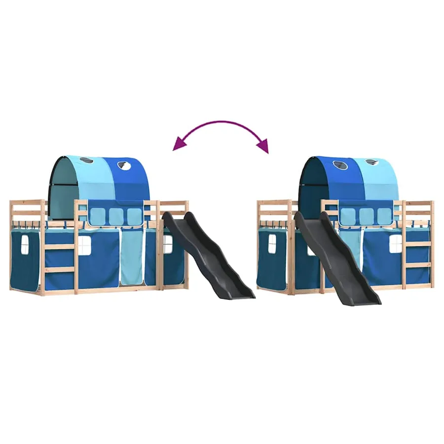 Lit superposé sans matelas avec toboggan et rideaux 80x200 cm - 11