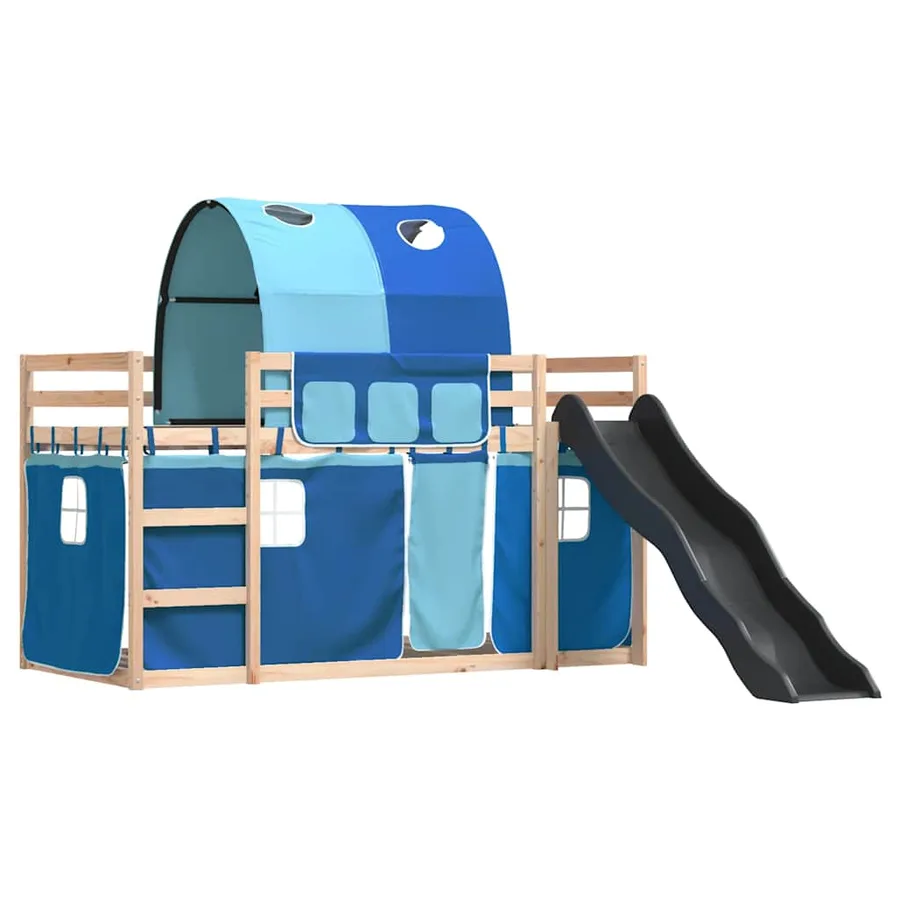 Lit superposé sans matelas avec toboggan et rideaux 80x200 cm - 3