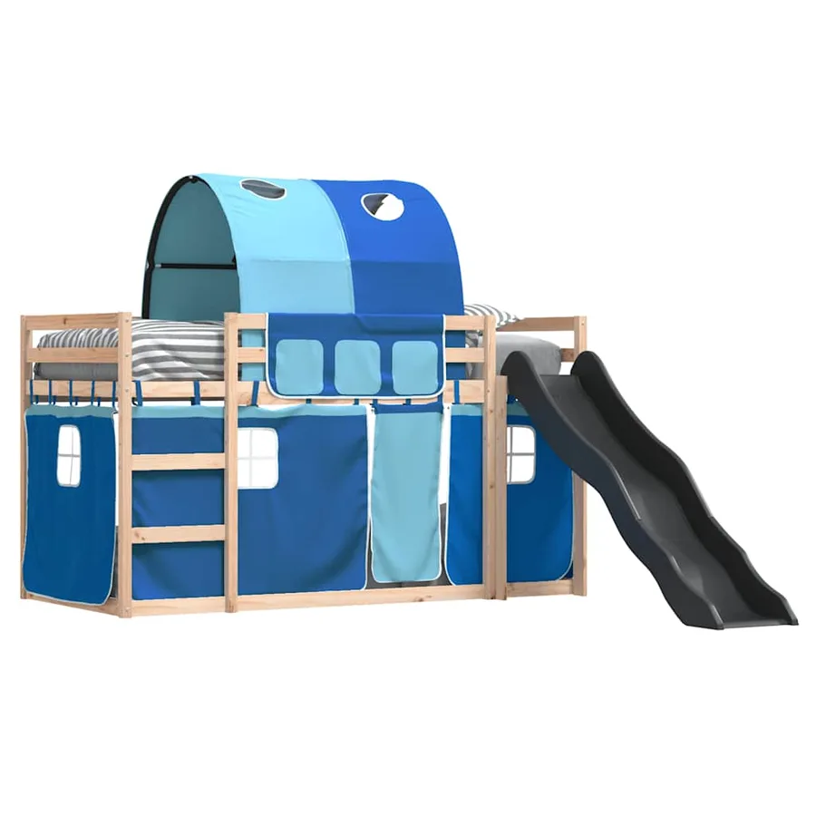 Lit superposé sans matelas avec toboggan et rideaux 80x200 cm - 4