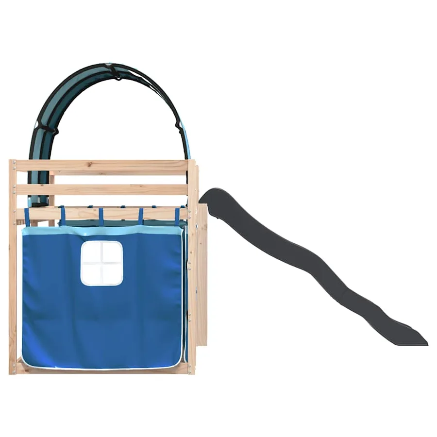 Lit superposé sans matelas avec toboggan et rideaux 80x200 cm - 9