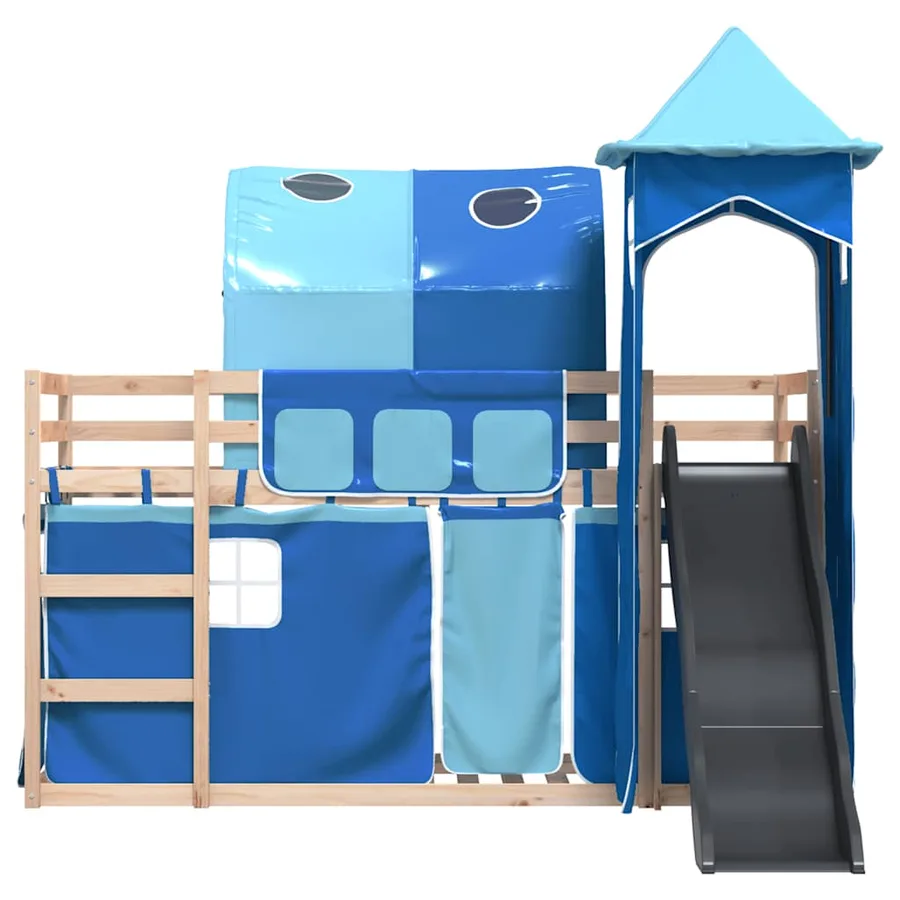 Lit superposé sans matelas avec toboggan et rideaux 80x200 cm - 7