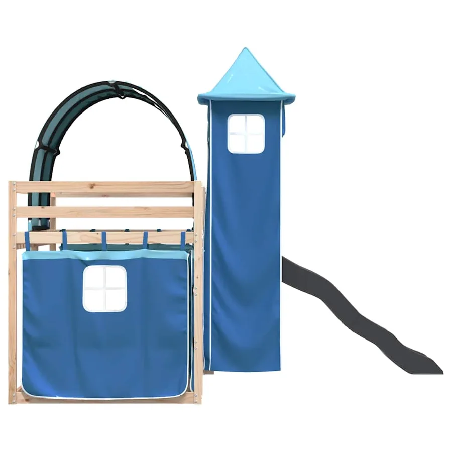 Lit superposé sans matelas avec toboggan et rideaux 80x200 cm - 9