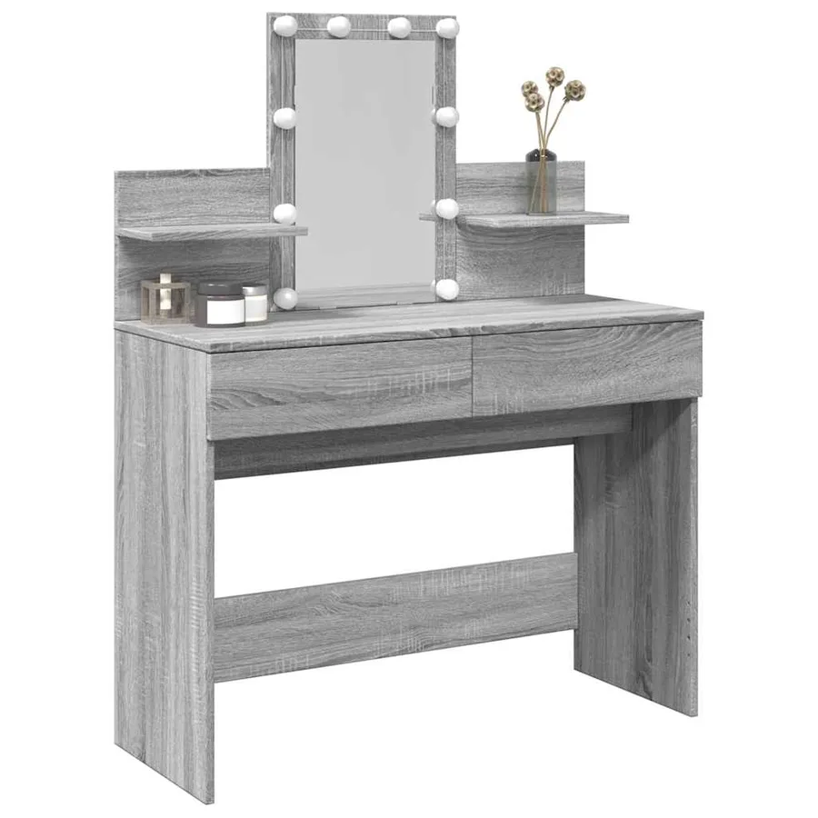 Coiffeuse avec LED sonoma gris 100x40x130 cm - 4
