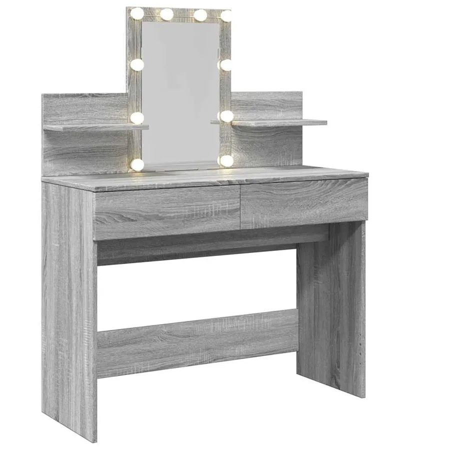 Coiffeuse avec LED sonoma gris 100x40x130 cm - 8