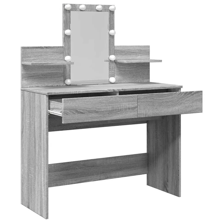 Coiffeuse avec LED sonoma gris 100x40x130 cm - 9