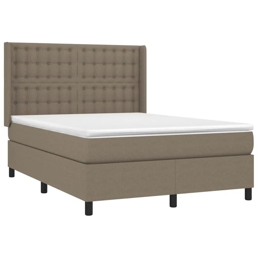 Sommier à lattes de lit avec matelas Taupe 140x190 cm Tissu - 3
