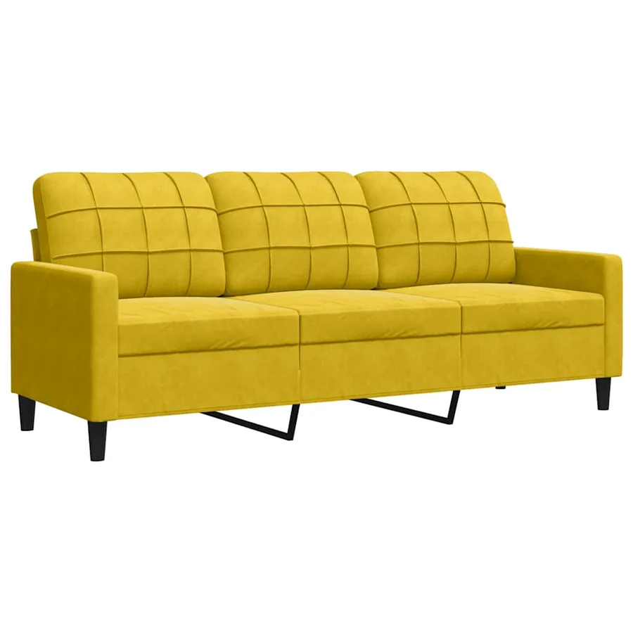 Ensemble de canapés 3 pcs avec coussins Jaune Velours - 6