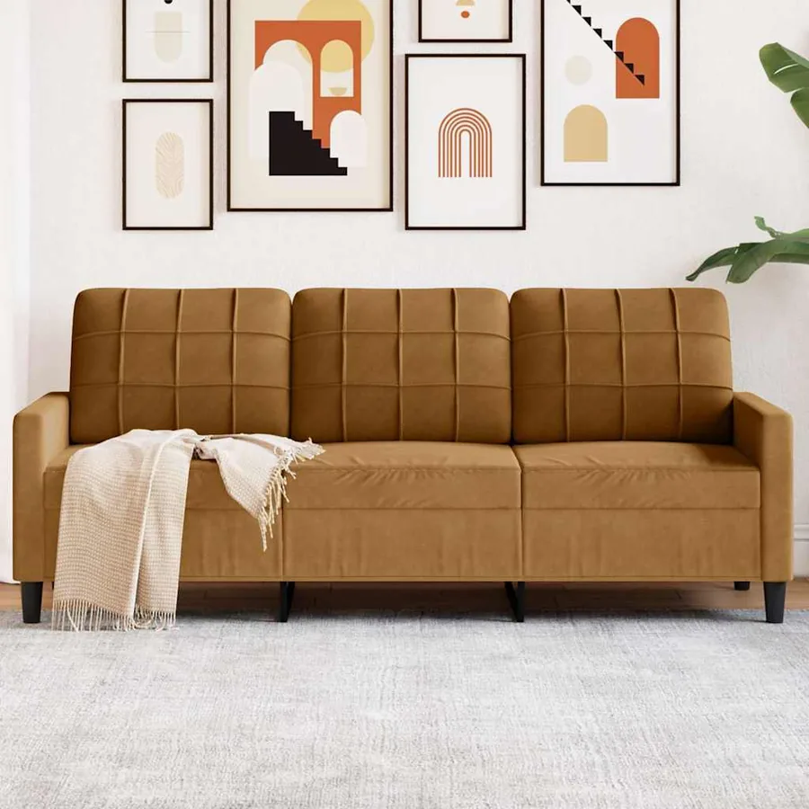 Canapé à 3 places Marron 180 cm Velours
