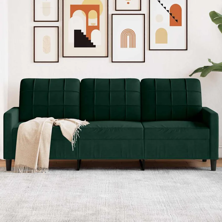 Canapé à 3 places Vert foncé 180 cm Velours