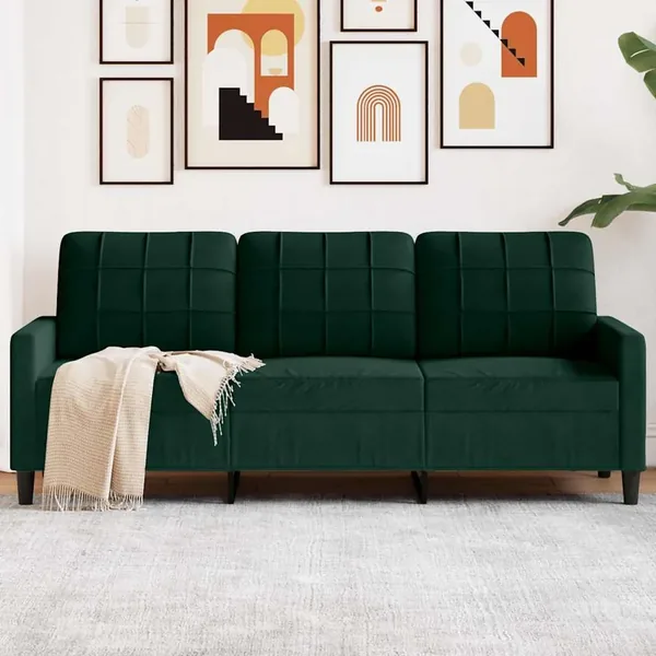 Canapé à 3 places Vert foncé 180 cm Velours