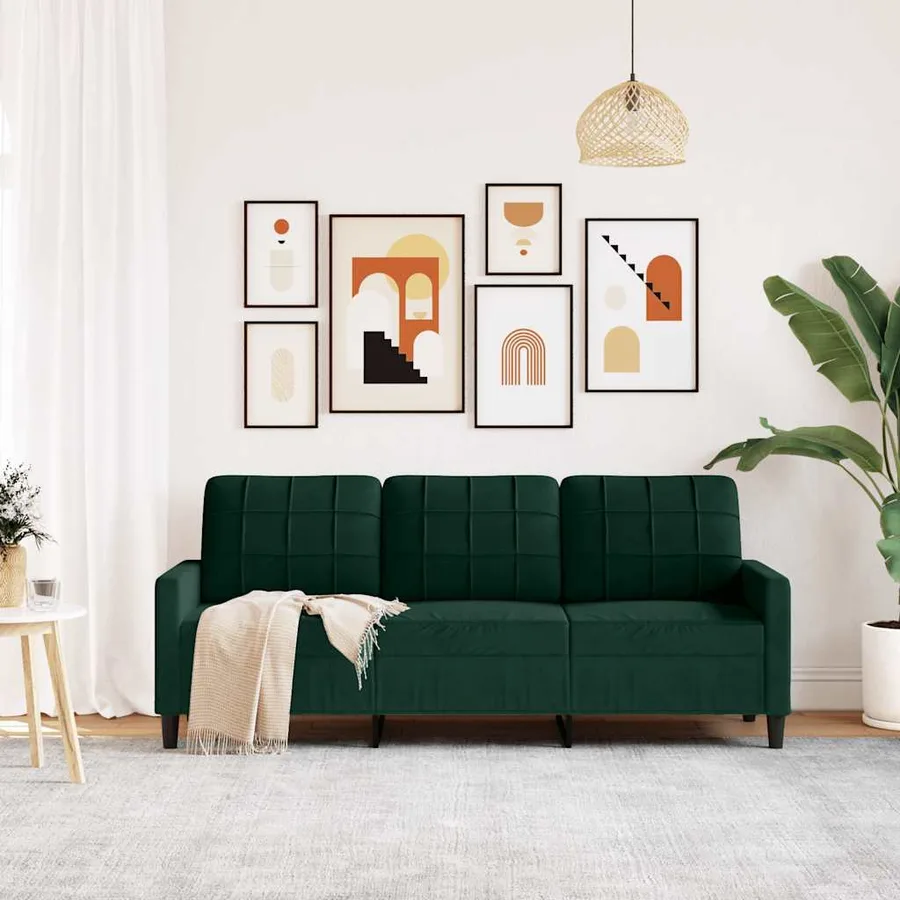 Canapé à 3 places Vert foncé 180 cm Velours - 3