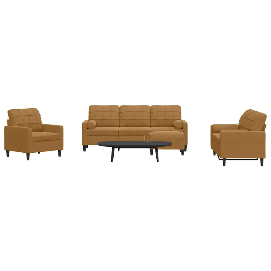 Ensemble de canapés 4 pcs avec coussins et traversins velours - 3