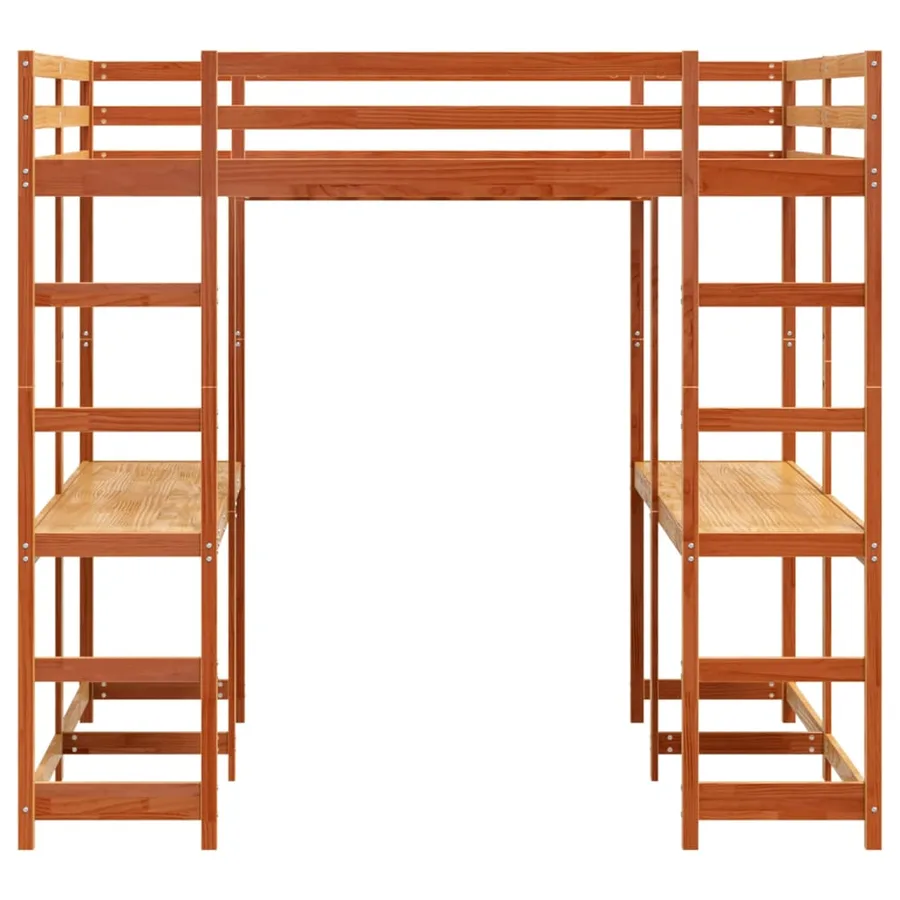 Lit superposé et bureau et échelle 160x200cm bois de pin massif - 5