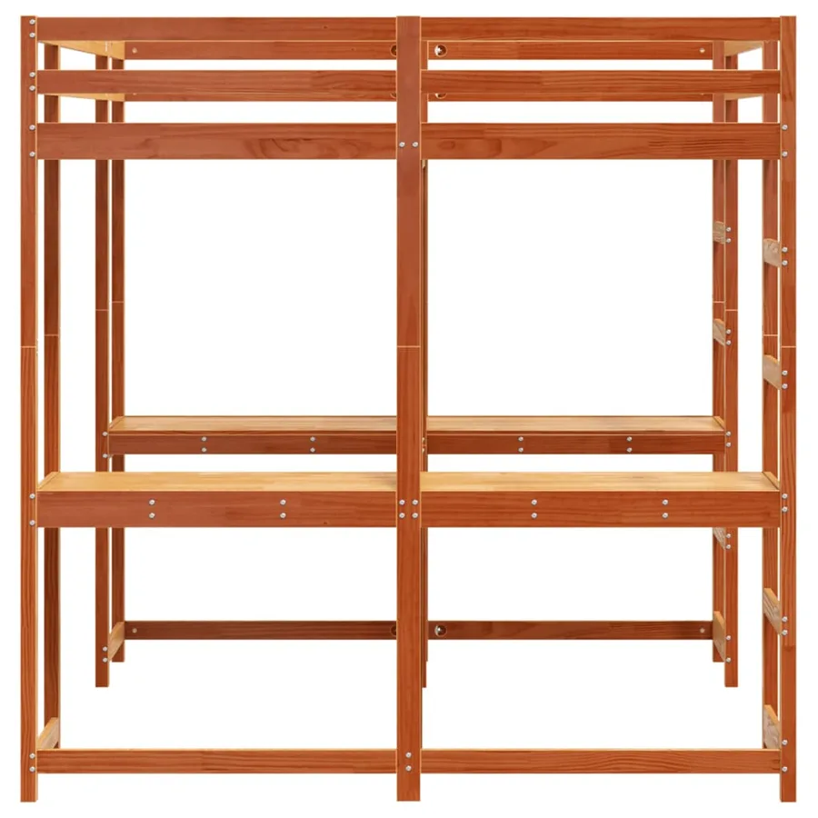 Lit superposé et bureau et échelle 160x200cm bois de pin massif - 6