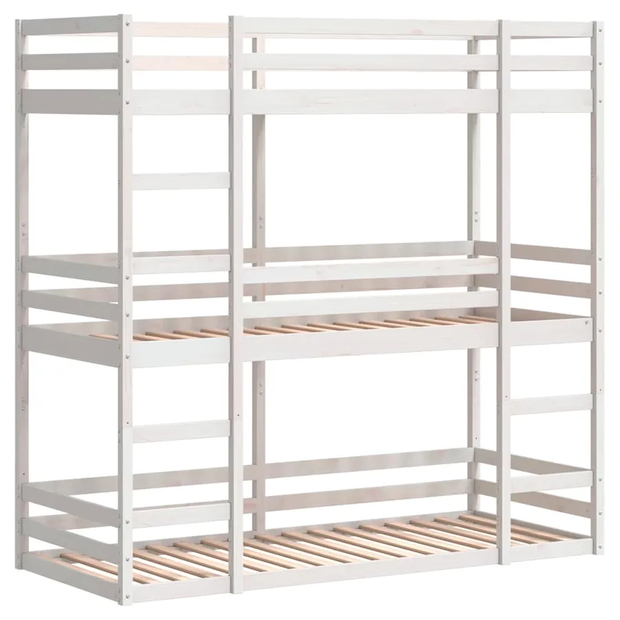 Lit superposé triple sans matelas 75x190 cm bois de pin massif - 3