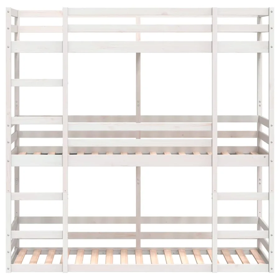 Lit superposé triple sans matelas 75x190 cm bois de pin massif - 5