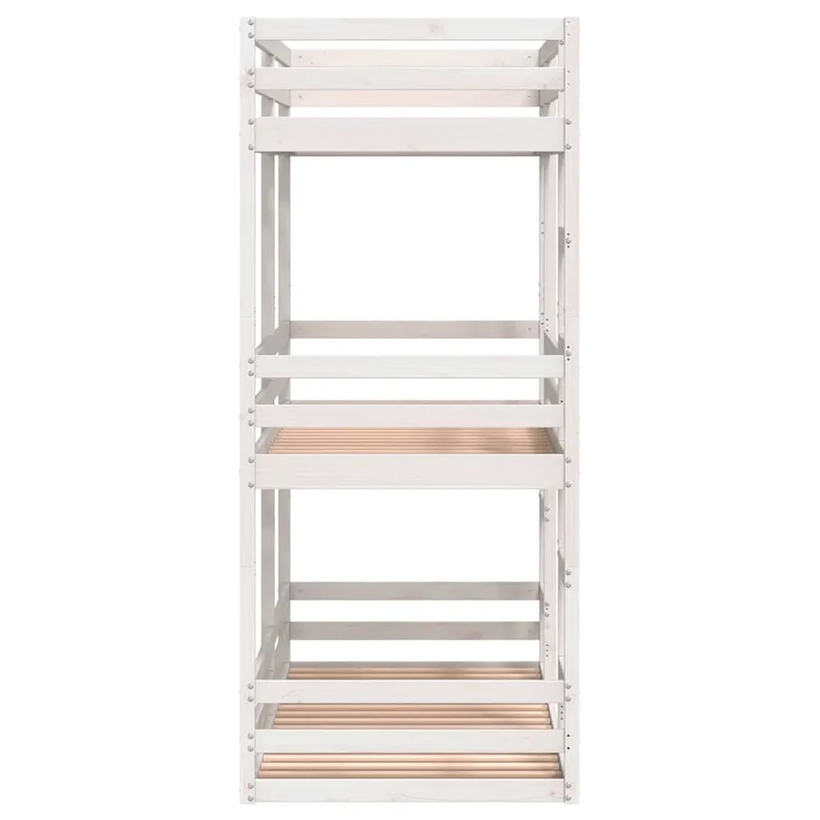 Lit superposé triple sans matelas 75x190 cm bois de pin massif - 6