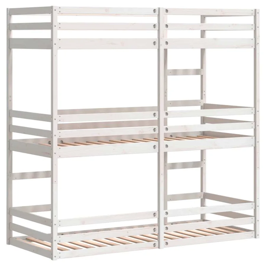 Lit superposé triple sans matelas 75x190 cm bois de pin massif - 7