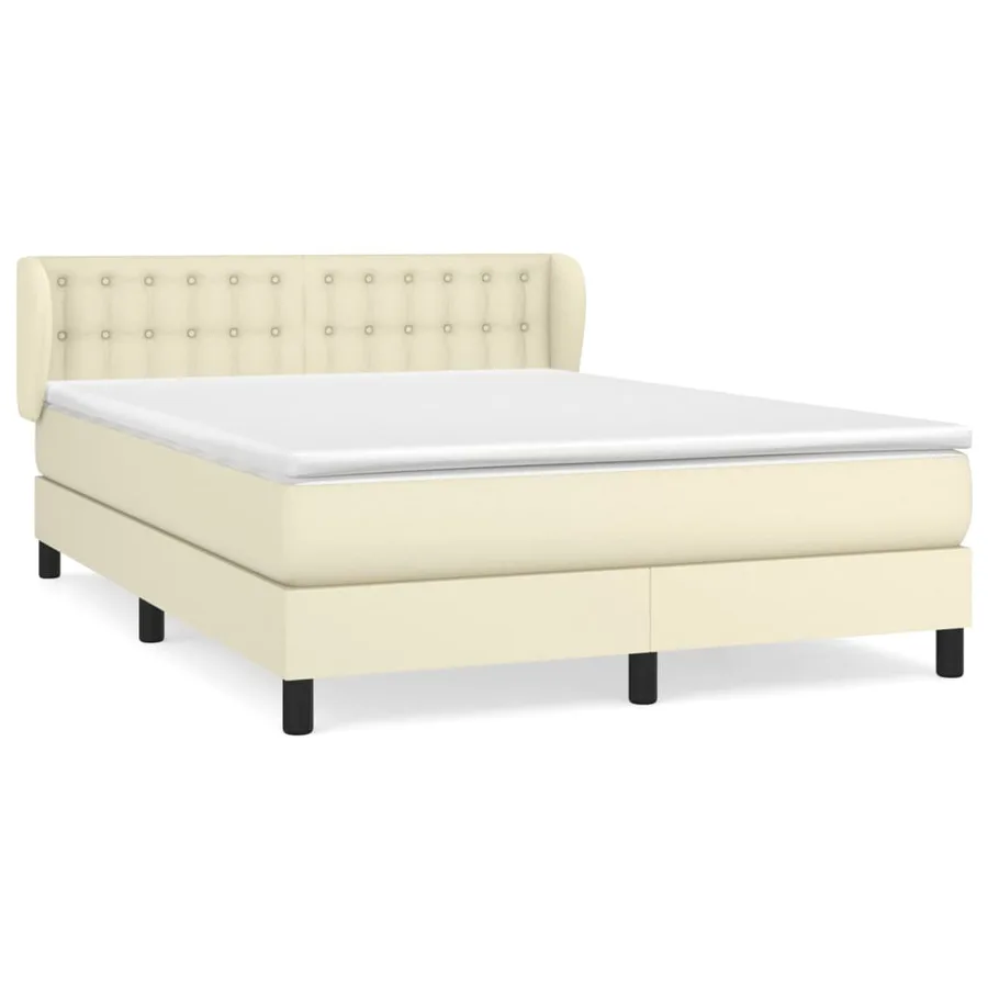 Sommier à lattes de lit avec matelas Crème 140x190cm Similicuir - 2