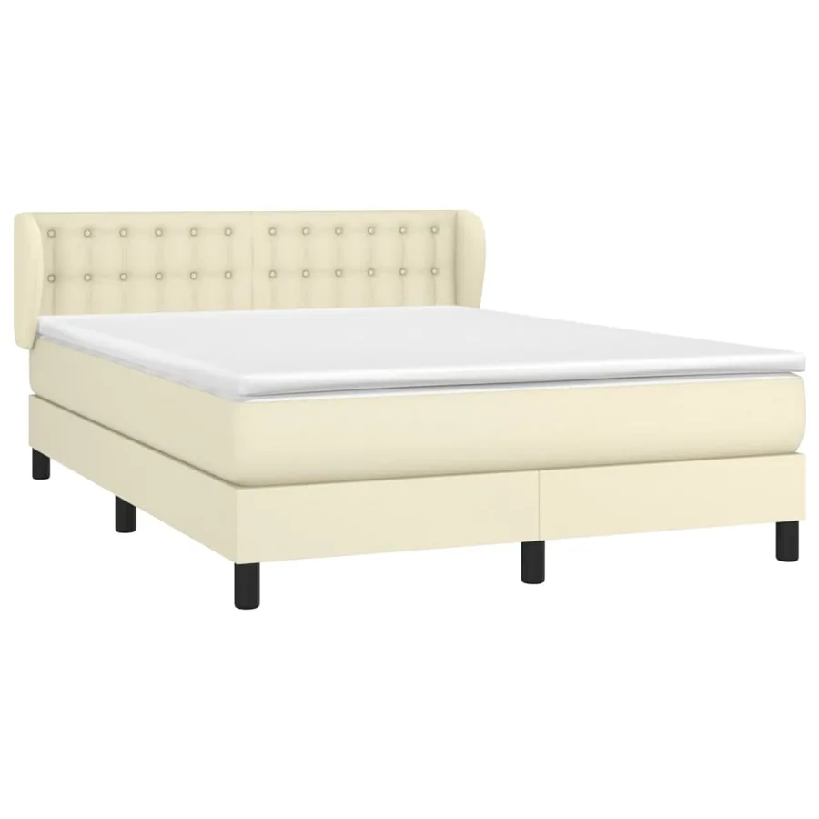 Sommier à lattes de lit avec matelas Crème 140x190cm Similicuir - 3