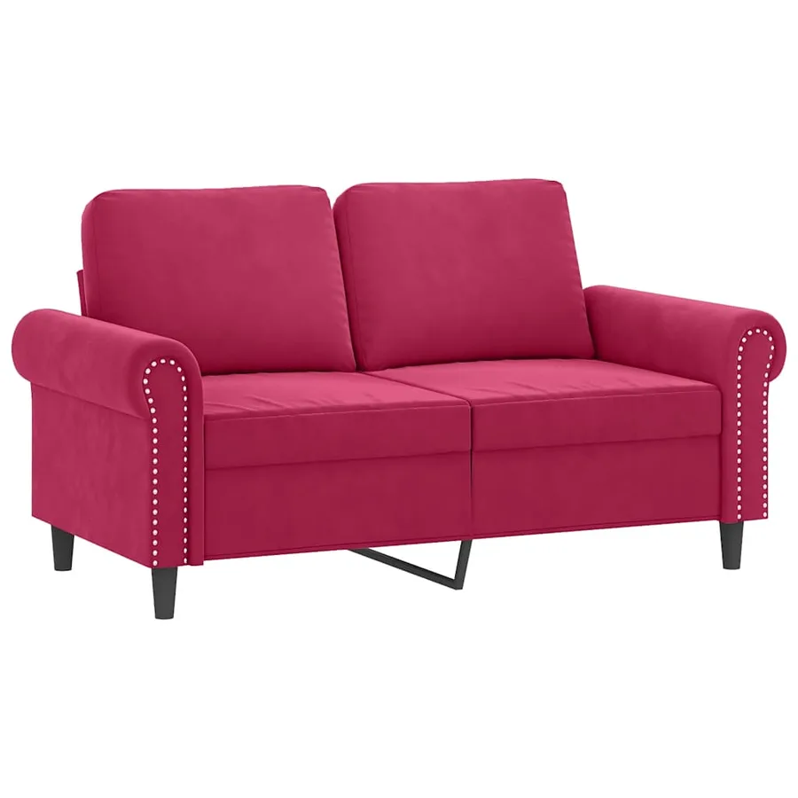 Ensemble de canapés 3 pcs avec coussins rouge bordeaux velours - 3