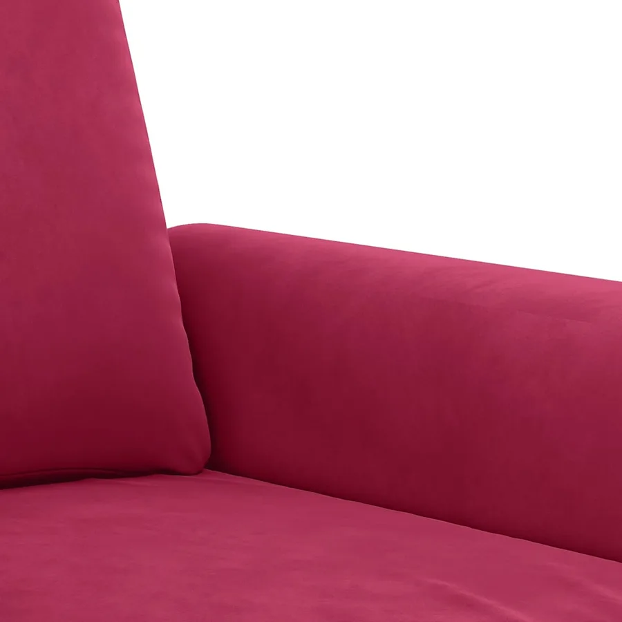 Ensemble de canapés 3 pcs avec coussins rouge bordeaux velours - 7