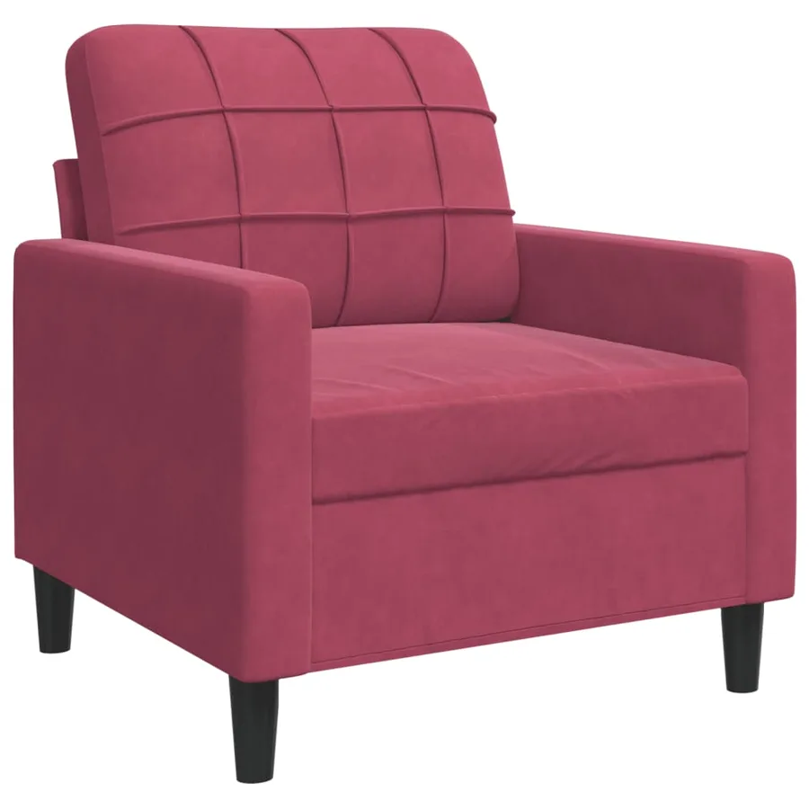 Ensemble de canapés 3 pcs avec coussins Rouge bordeaux Velours - 5