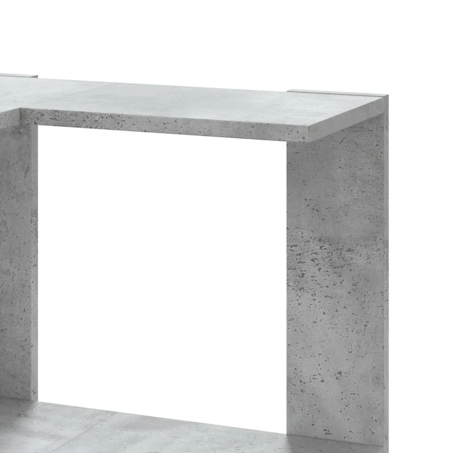 Bibliothèque d'angle à 3 niveaux gris béton bois d'ingénierie - 7
