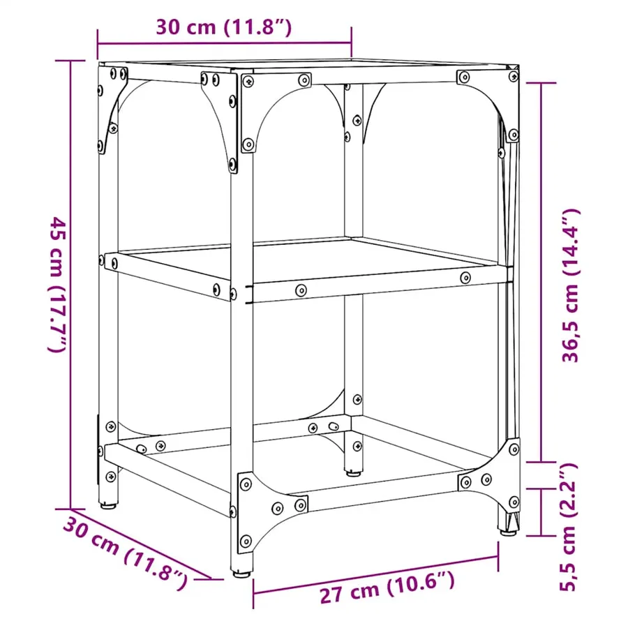 Tables basses avec dessus en verre transparent 2 pcs acier - 9