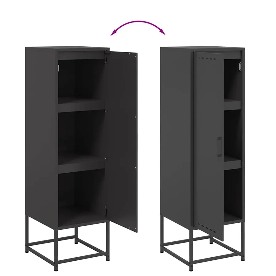 Buffet haut noir 36x39x123 cm acier - 10