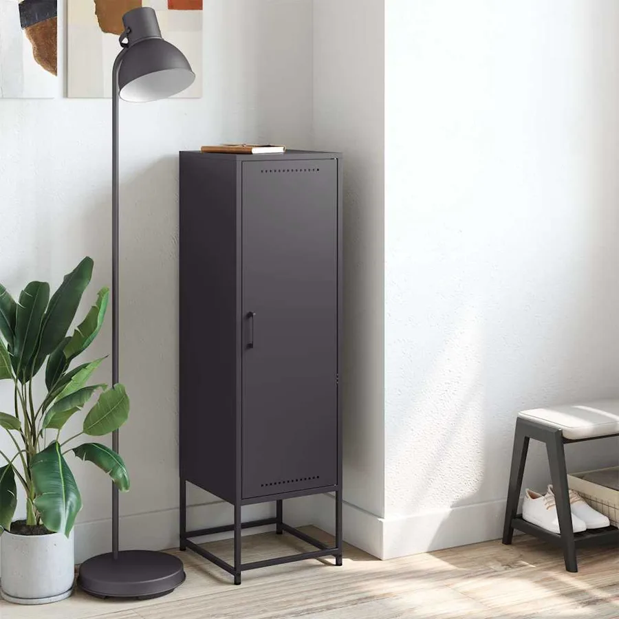 Buffet haut noir 36x39x123 cm acier - 3