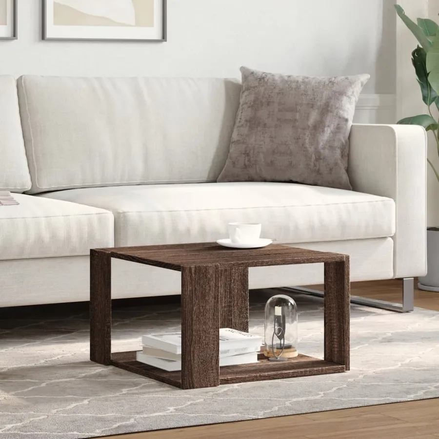 Table basse chêne marron 51,5x51,5x30 cm bois d'ingénierie - 3
