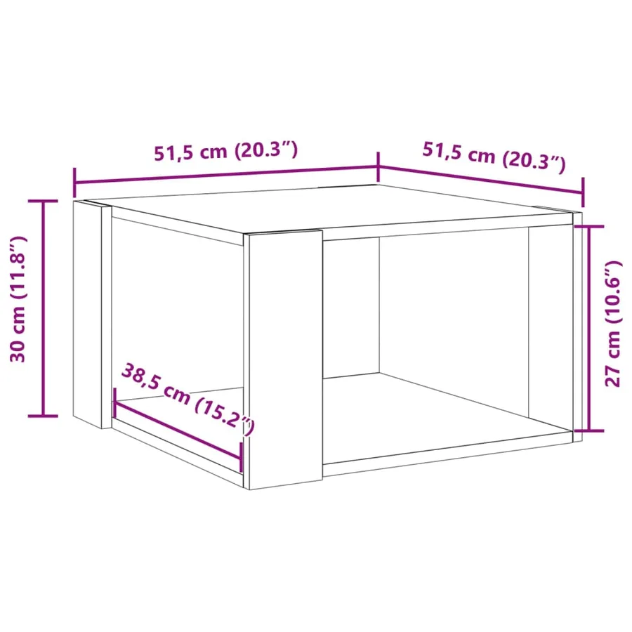 Table basse chêne marron 51,5x51,5x30 cm bois d'ingénierie - 9