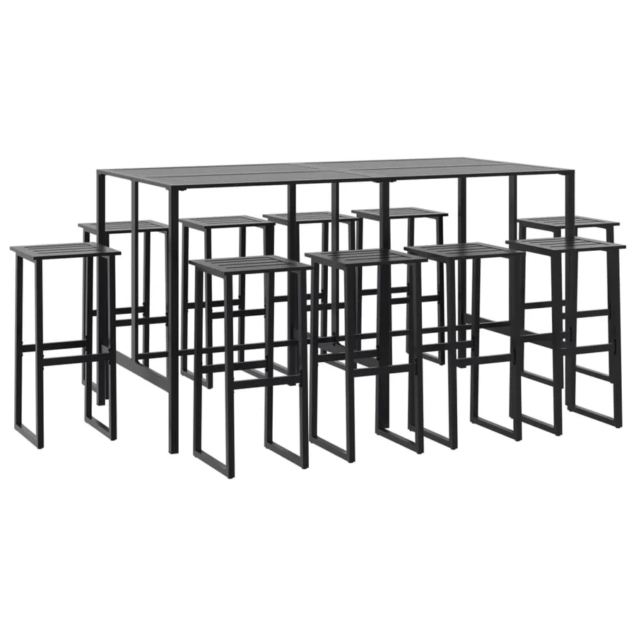Ensemble de bar de jardin 11 pcs noir acier enduit de poudre - 2