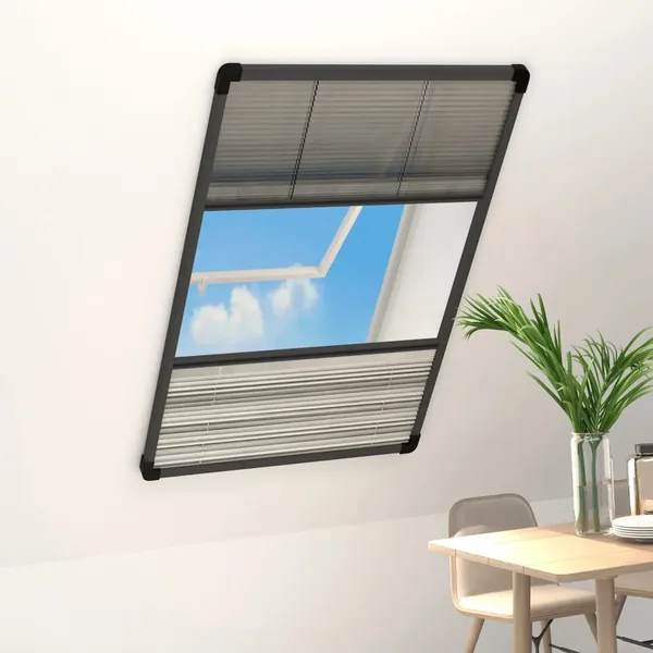Moustiquaire plissée pour fenêtre Aluminium 80x160 cm et auvent