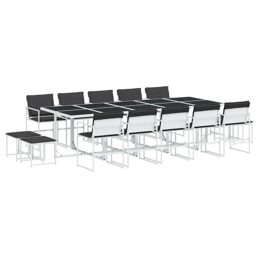 Ensemble à manger de jardin avec coussins 15pcs blanc textilène - 2
