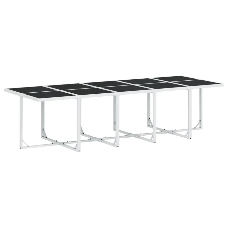 Ensemble à manger de jardin avec coussins 15pcs blanc textilène - 3