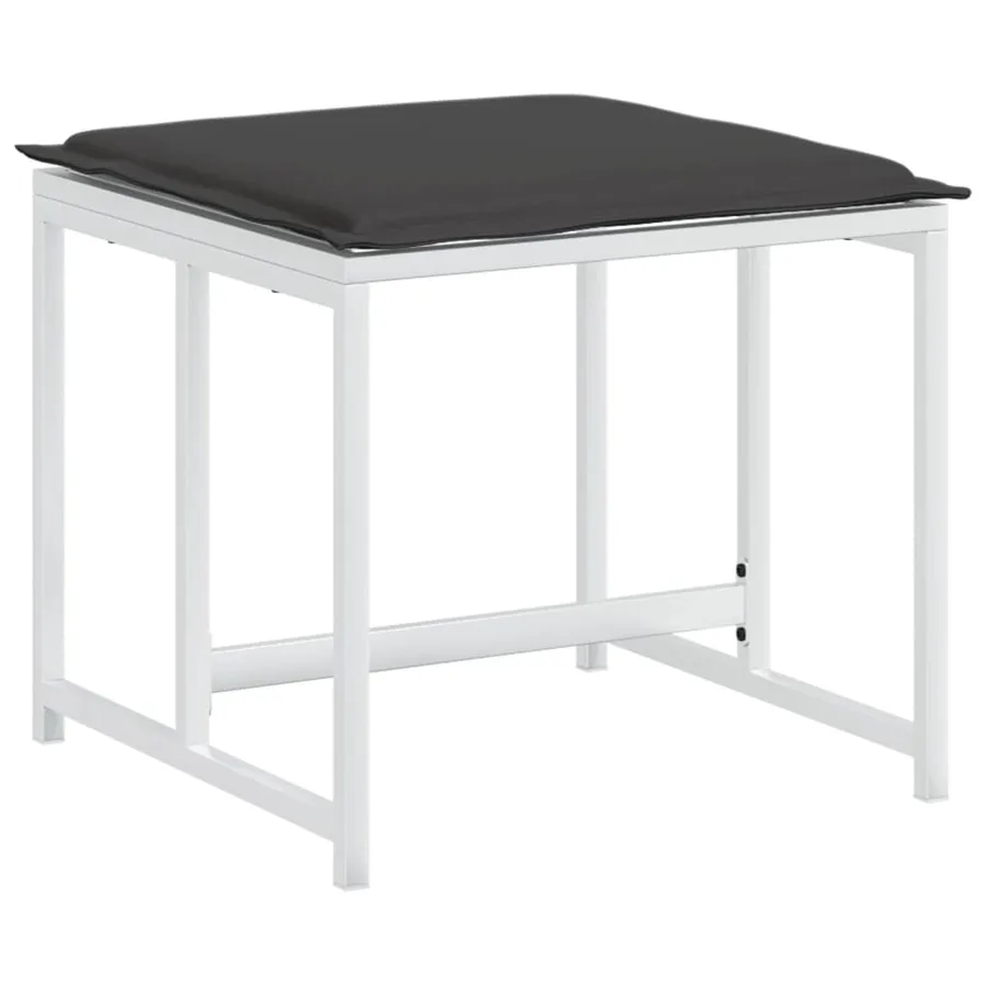 Ensemble à manger de jardin avec coussins 15pcs blanc textilène - 5