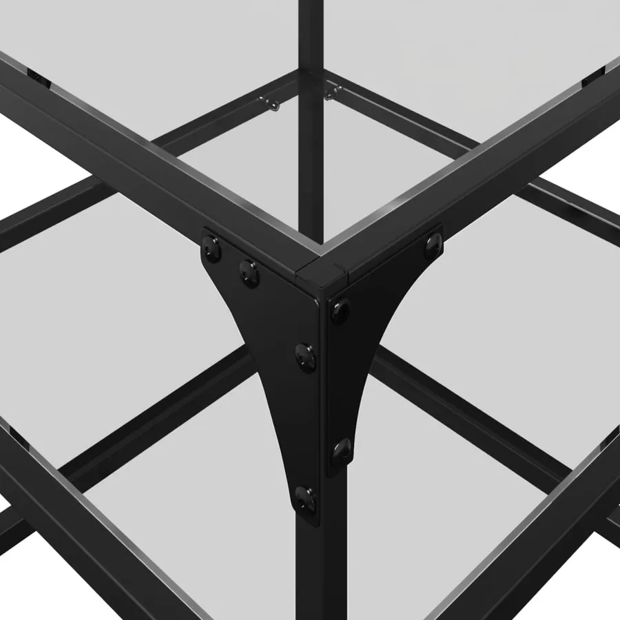 Table basse avec dessus en verre transparent 40x40x45 cm acier - 8