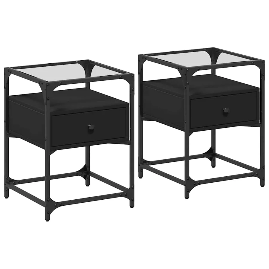 Tables de chevet 2 pcs noir 40x40x55 cm bois d’ingénierie - 2