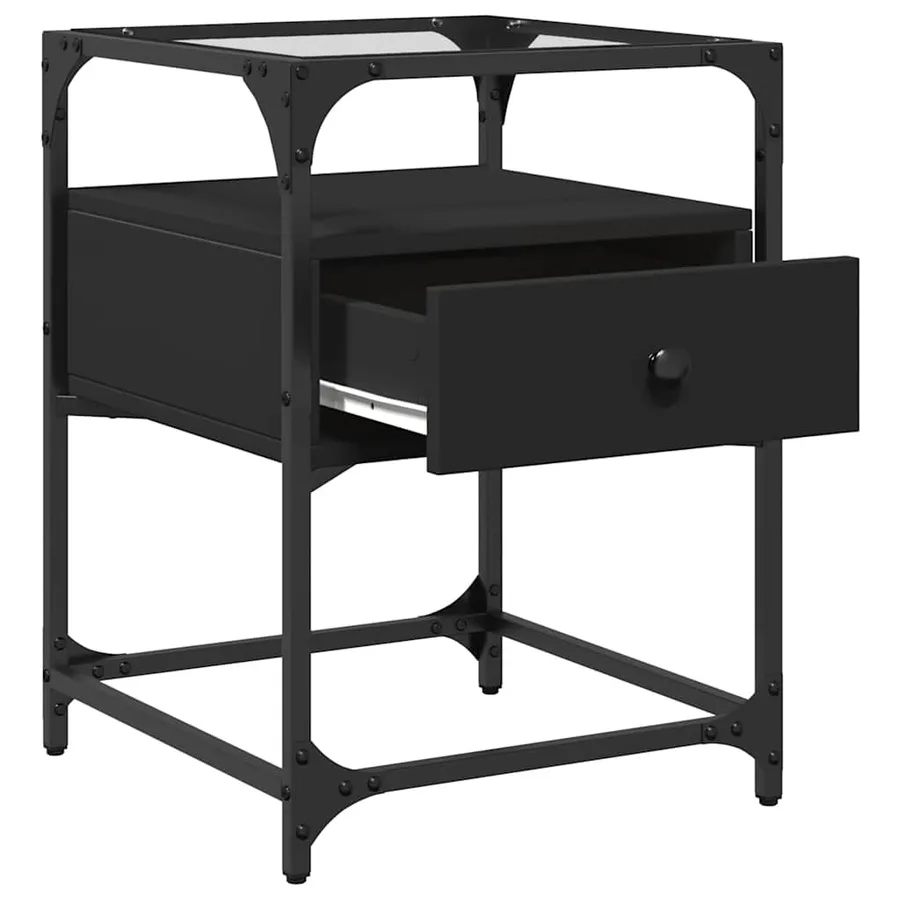 Tables de chevet 2 pcs noir 40x40x55 cm bois d’ingénierie - 8