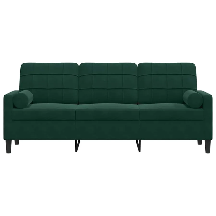 Canapé 3 places avec oreillers vert foncé 180 cm velours - 3