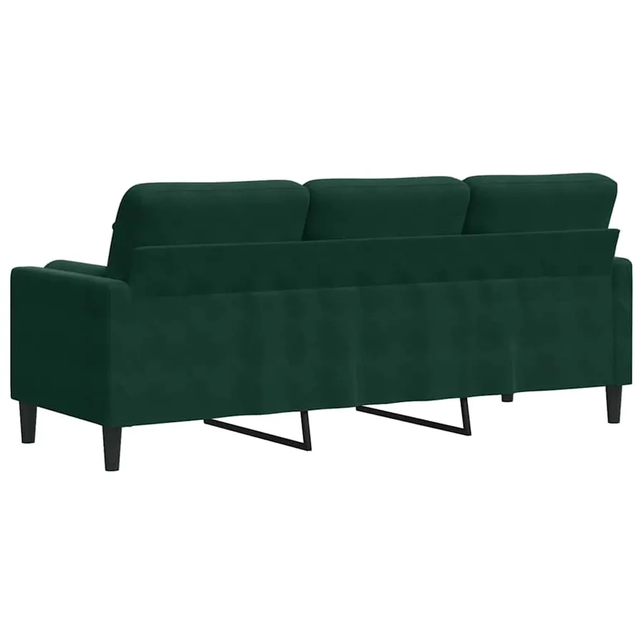 Canapé 3 places avec oreillers vert foncé 180 cm velours - 5
