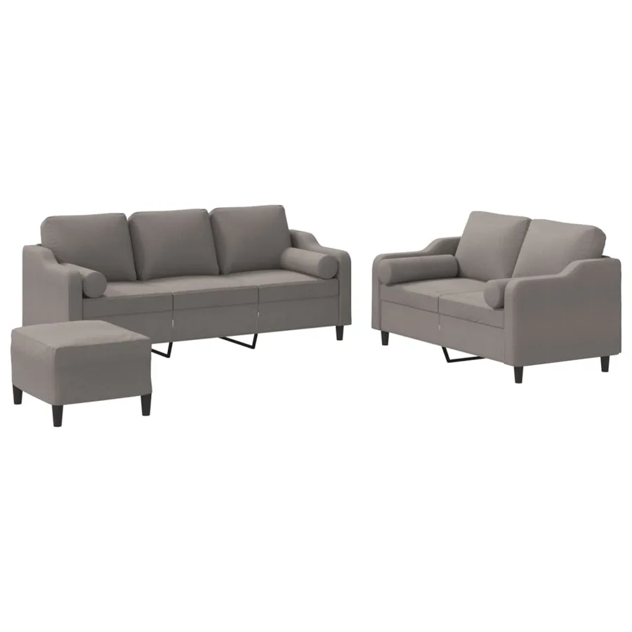 Ensemble de canapés 3 pcs avec coussins taupe tissu - 2
