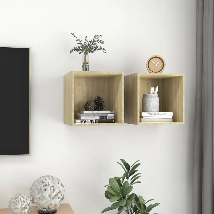 Armoires murales 2 pcs Chêne Sonoma 37x37x37 cm Bois ingénierie - 4
