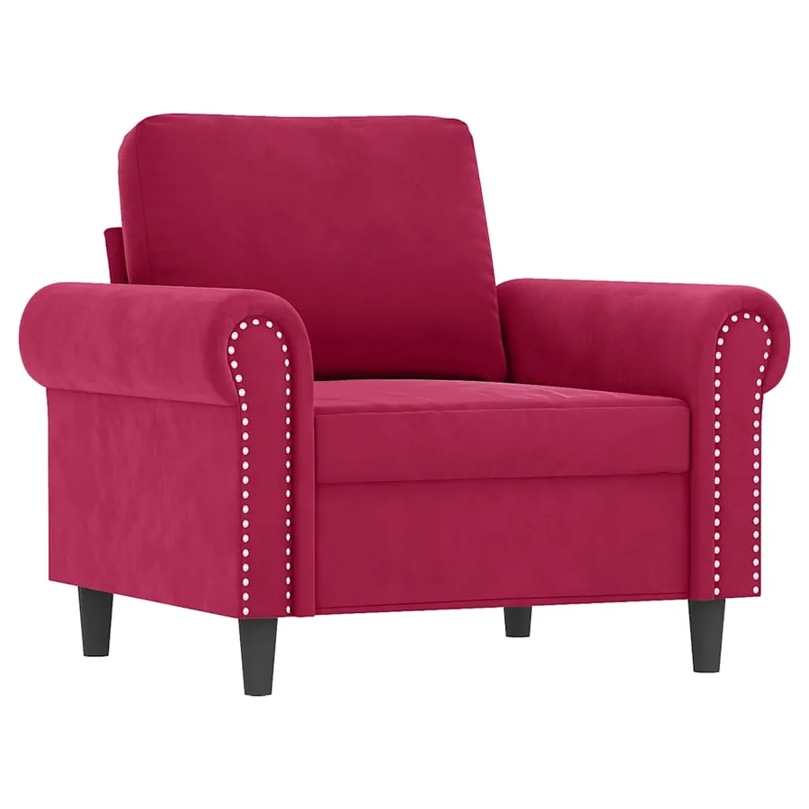 Ensemble de canapés 4 pcs avec coussins rouge bordeaux velours - 3