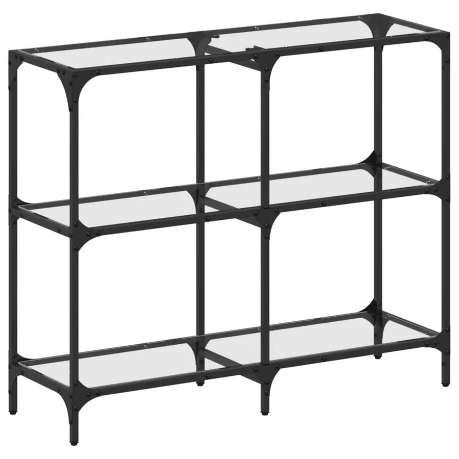 Table console avec dessus en verre transparent 98x30x81cm acier - 2